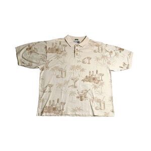 The Skins Game Shirt Adult Extra Large Beige AOP‎ Cocktails Hawaiian Aloha Mens